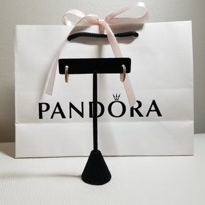 PANDORA Pave Heart hoop earrings - rose gold